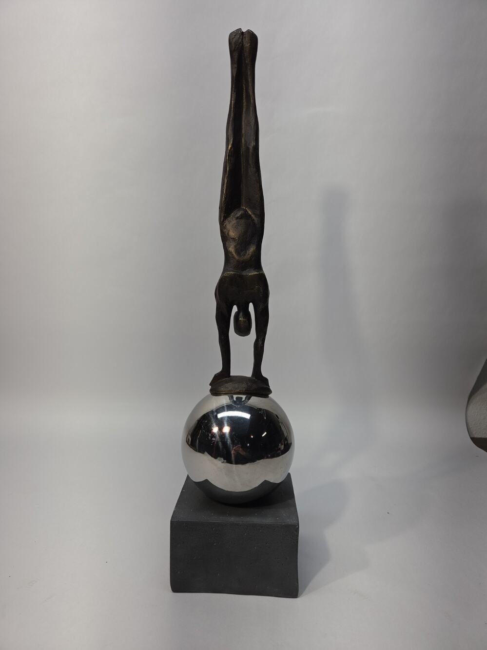 Augustolo Statuary with Steel Sphere Sculpture Bronze Sculpture Art Deco